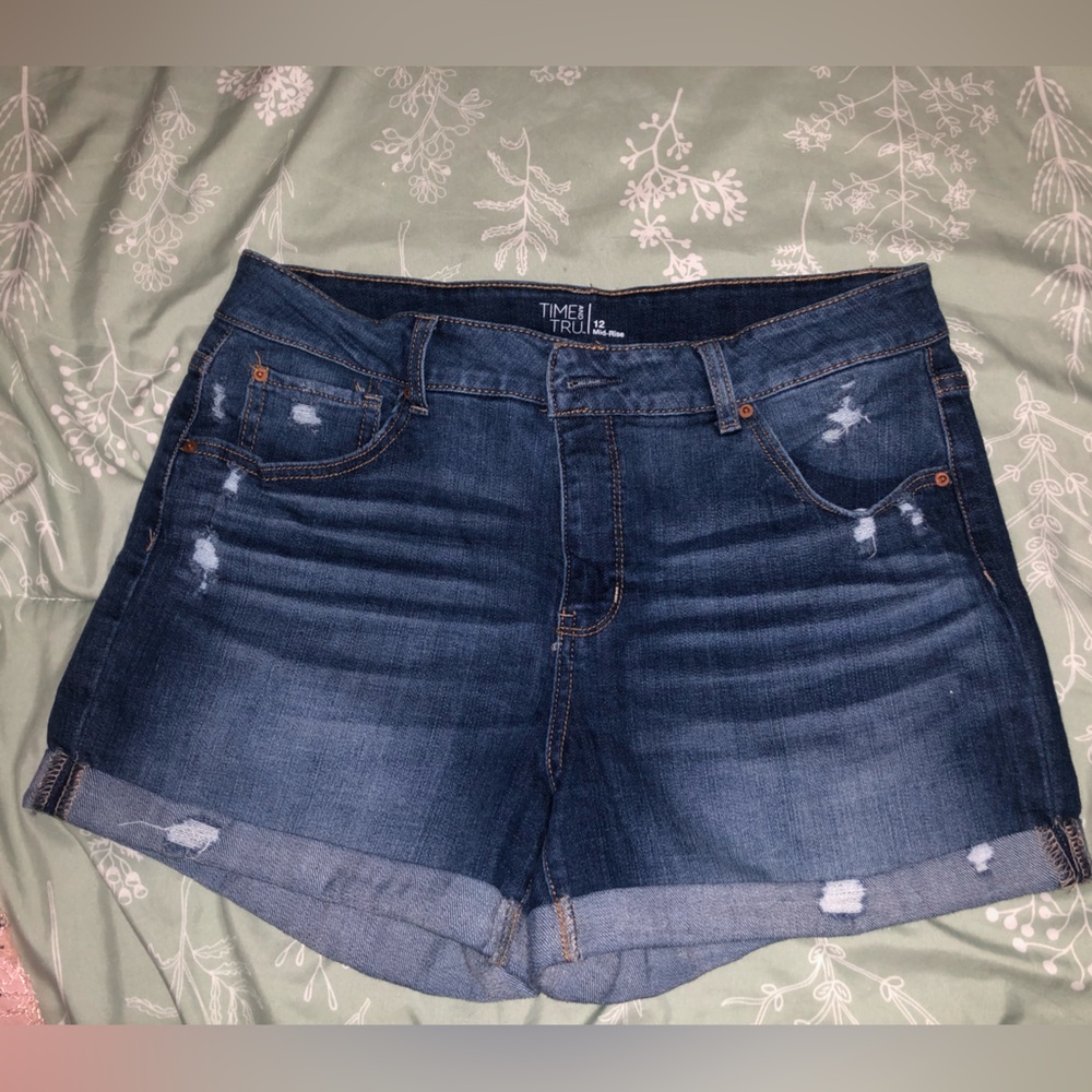 Dark Wash Mid Rise Jean Shorts